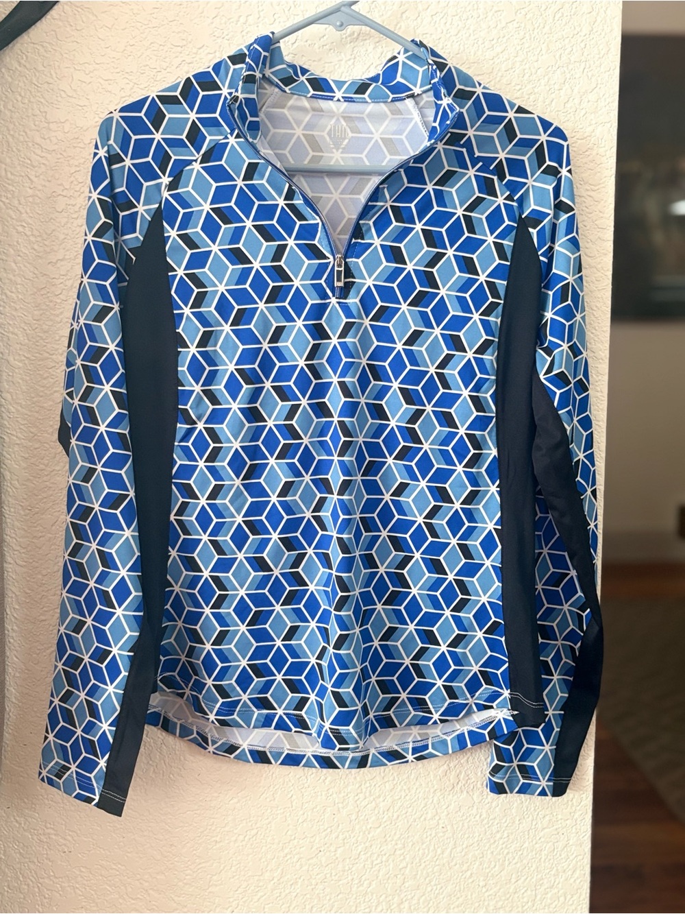 Tail Women’s Blue Geometric Quarter-Zip Long Sleeve Athletic Top Size M - Picture 2 of 4